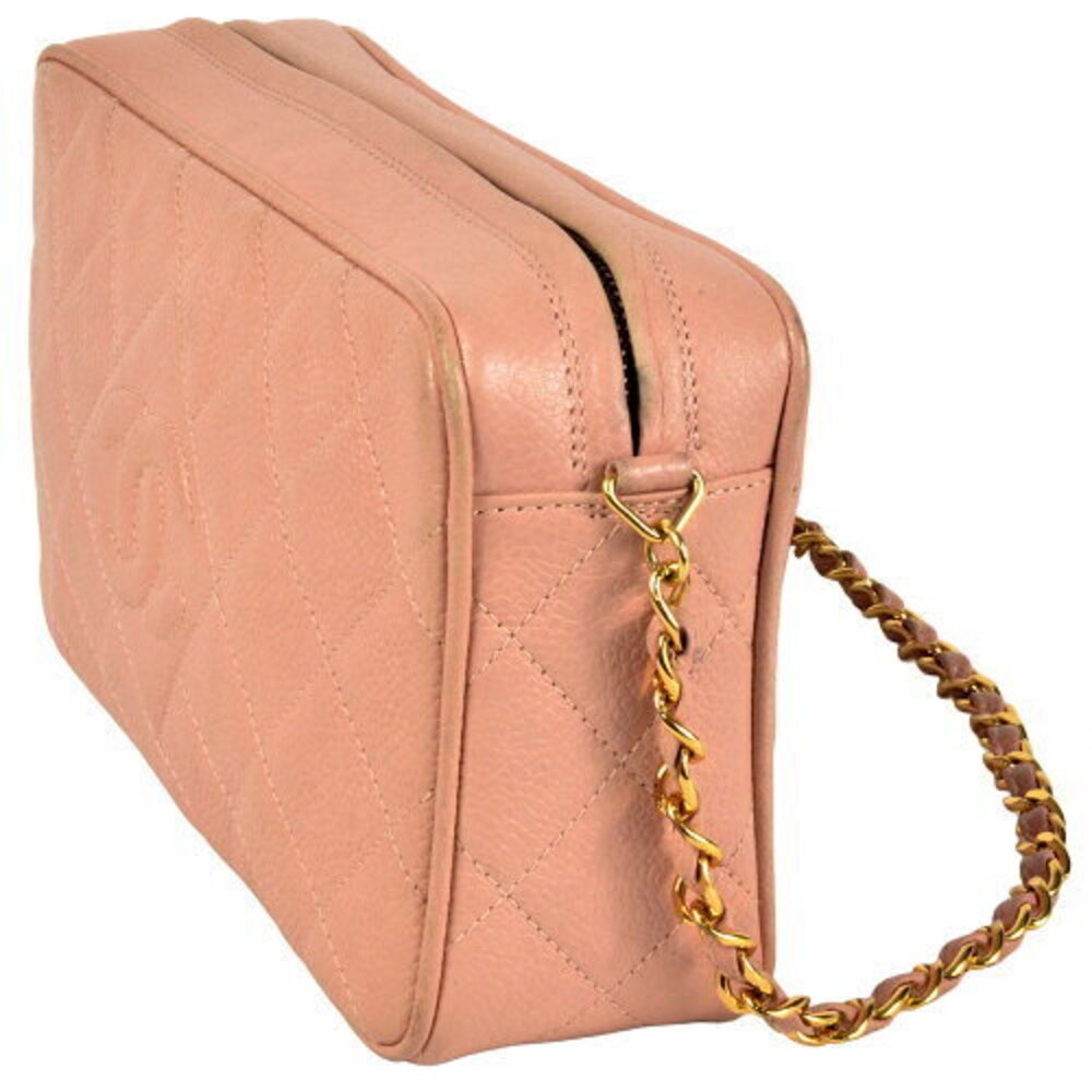 Chanel Chain Mark Leather Bag Coco Caviar Pink Shoulder Matelasse